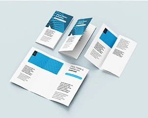 Flyer mit Wickelfalz in vier verschiedenen Stufen gefaltet