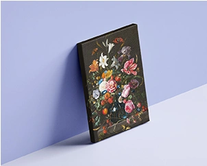 Seitliche Ansicht einer Fotoleinwand auf Holzkeilrahmen mit umlaufendem Randdruck – stabiler Leinwanddruck für hochwertige Wandbilder