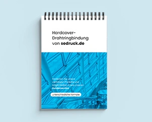 Hochformatige Drahtringbindung mit Hardcover und Bindung an kurzer Seite