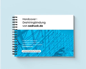 Querformatige Drahtringbindung mit Hardcover und Bindung an kurzer Seite