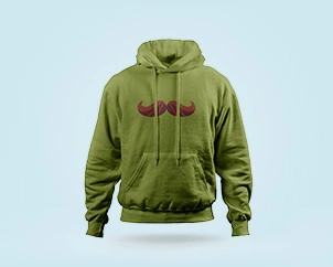 Grüner Hoodie mit Schnauzbart-Aufdruck