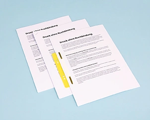 Druck ohne Bindung mit verschiedenen Heftungen